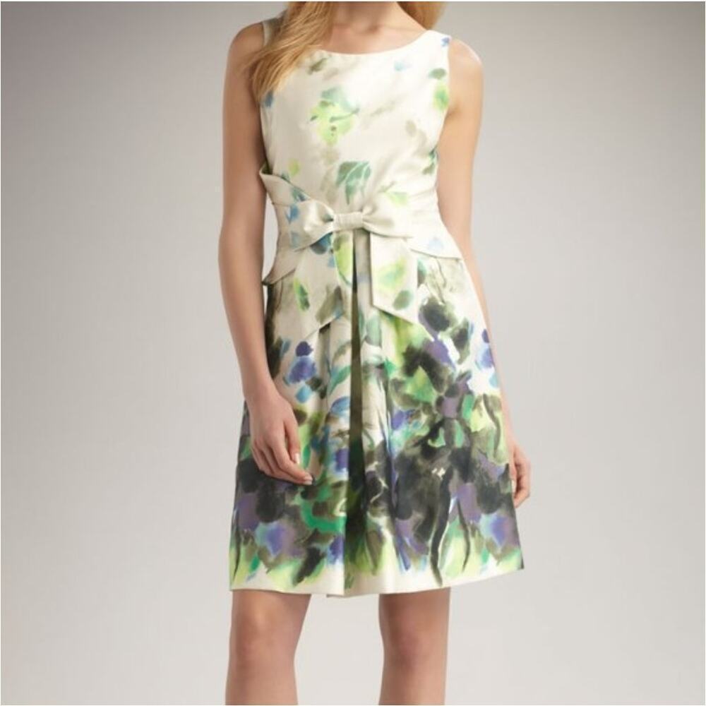 Kate Spade New York Jillian Natural Clotted Cream Watercolor Dress Womens size 2